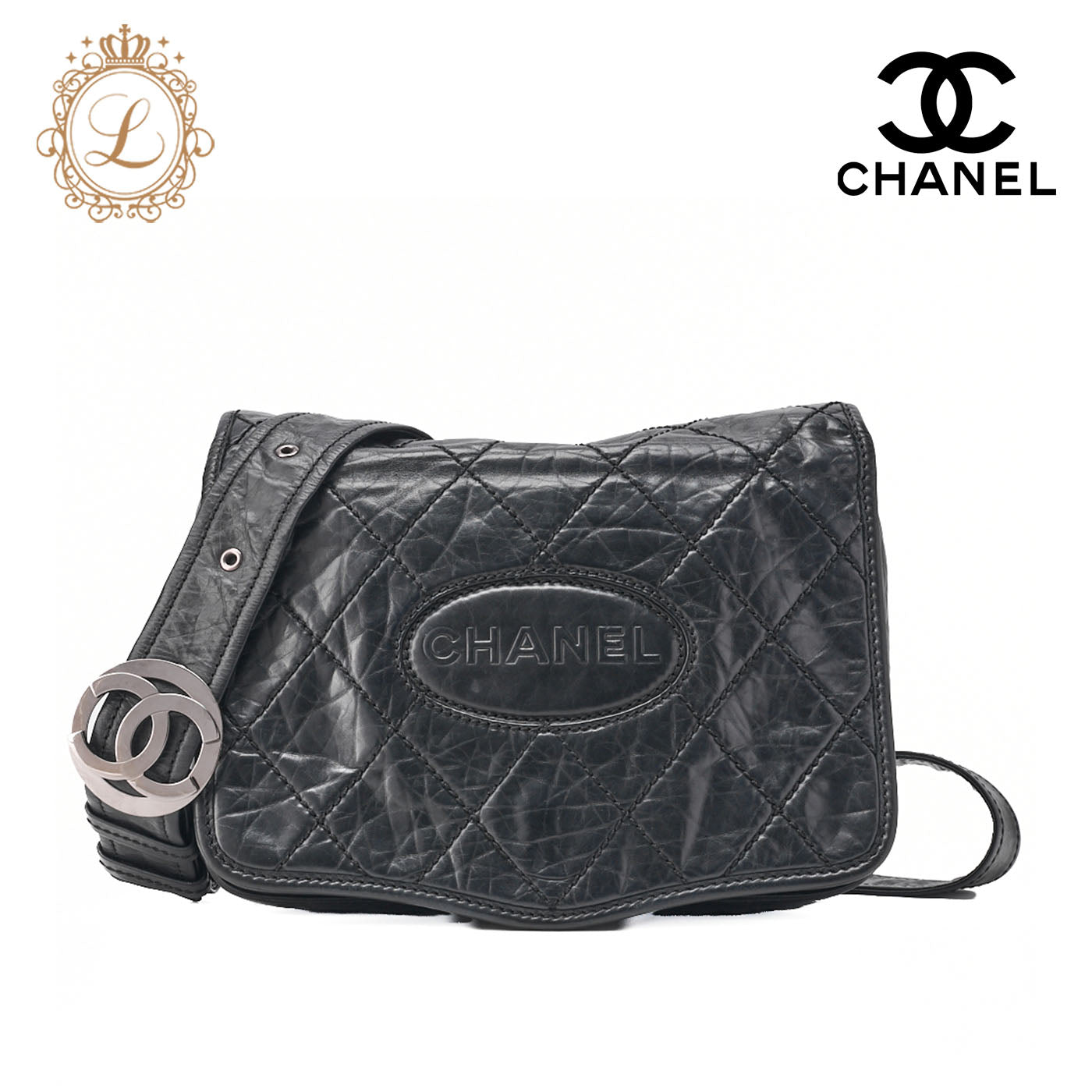 CHANEL Shoulder Bag Matelasse Calfskin Black Silver-Tone Hardware Pre-Owned - Vintage La Charme