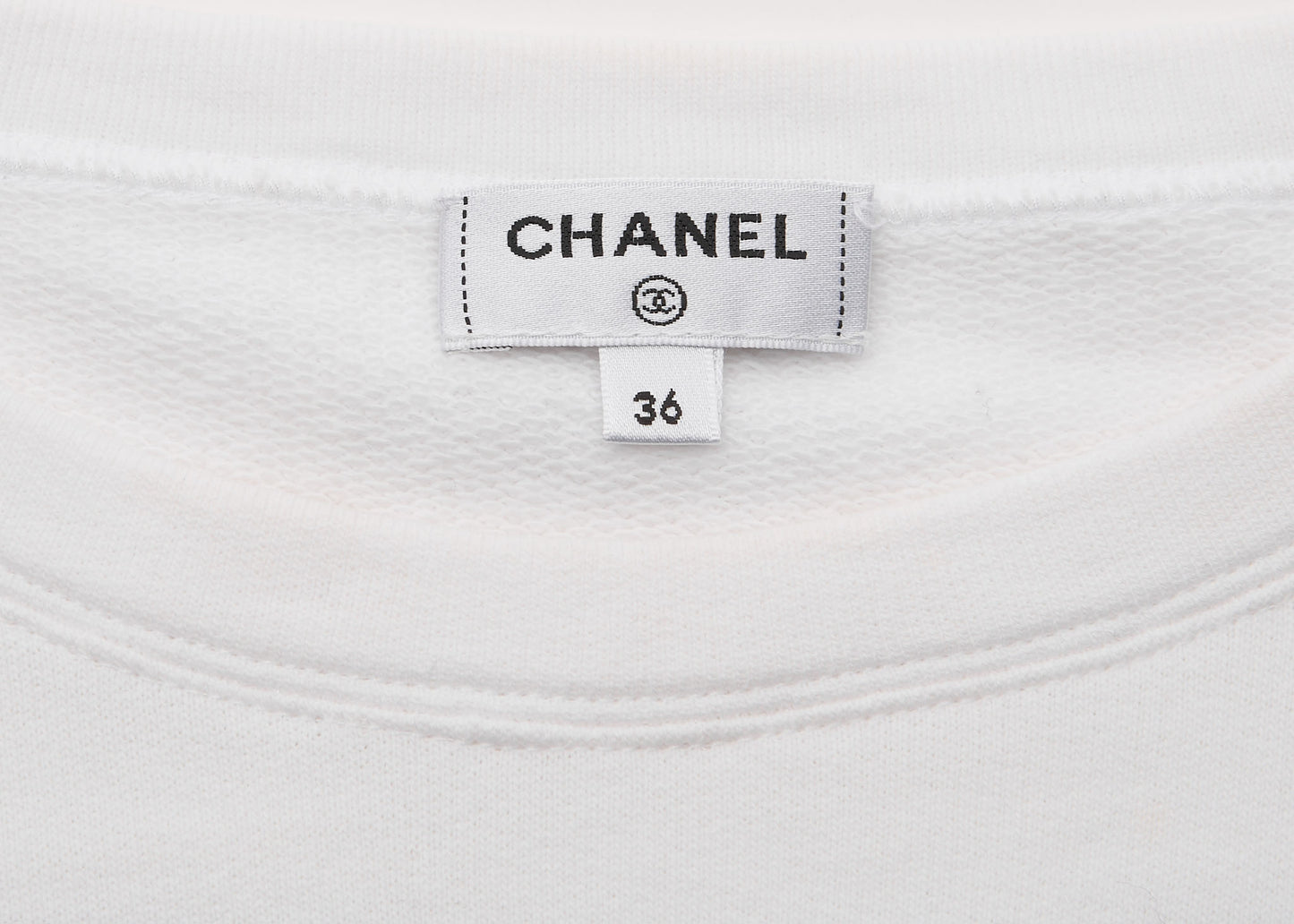 CHANEL T-Shirt, Short Sleeve, Cut-and-Sew, Cotton, White, Pre-Owned - Vintage La Charme