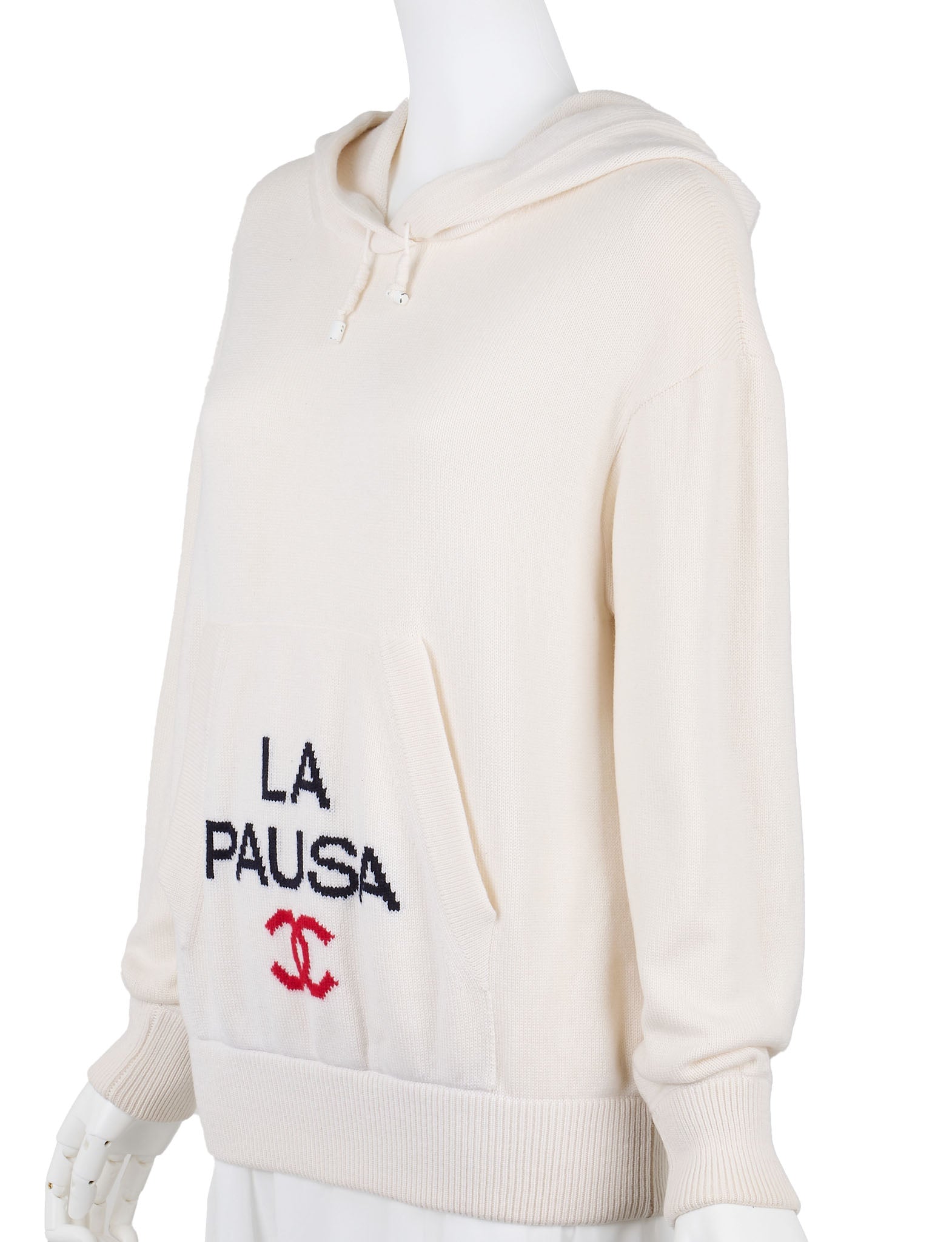 CHANEL Hoodie, Cashmere, Ivory, Gold-Tone Hardware, Pre-Owned - Vintage La Charme