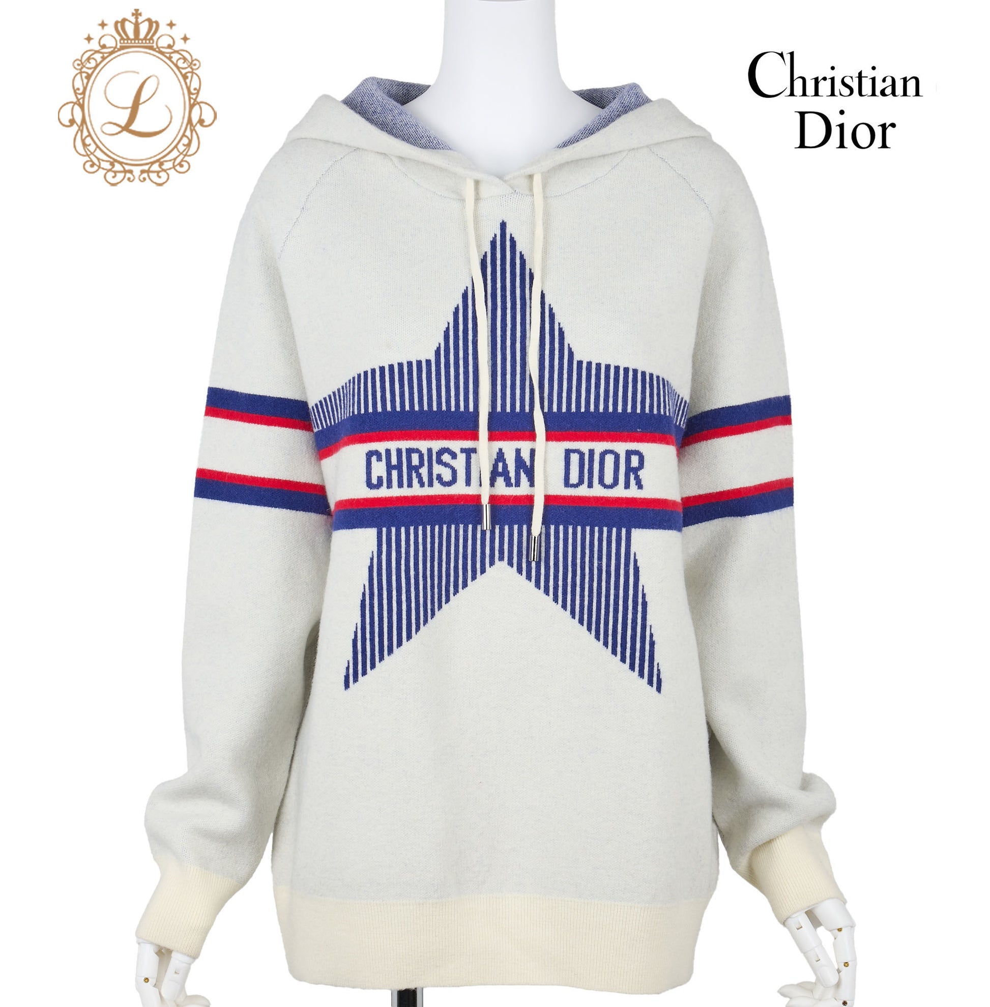 Dior Hoodie Sweater Long Sleeve Knit Wool Cashmere Multicolor Gold-Tone Hardware Pre-Owned - Vintage La Charme