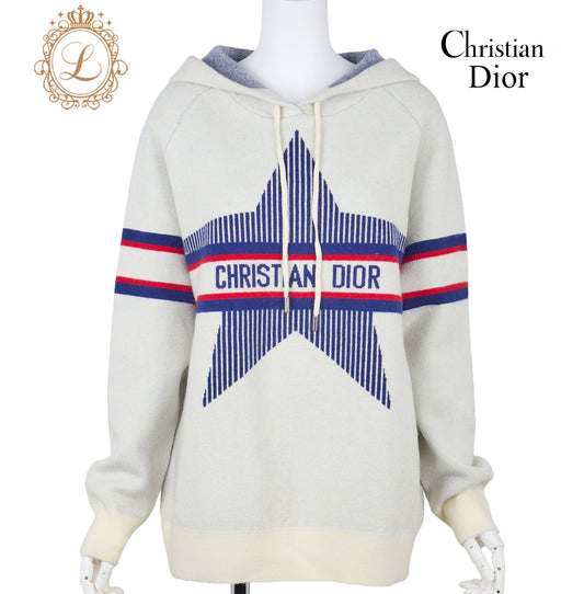 Dior Hoodie Sweater Long Sleeve Knit Wool Cashmere Multicolor Gold-Tone Hardware Pre-Owned - Vintage La Charme