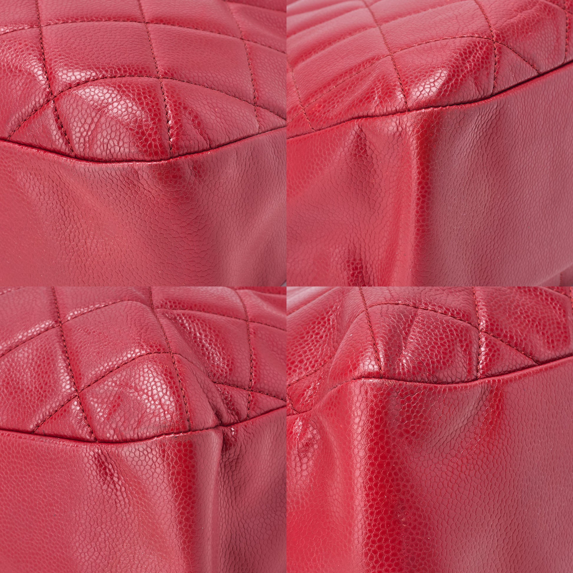 Chanel Shoulder Bag Matelasse Caviar Skin Red Silver-Tone Hardware Pre-Owned - Vintage La Charme