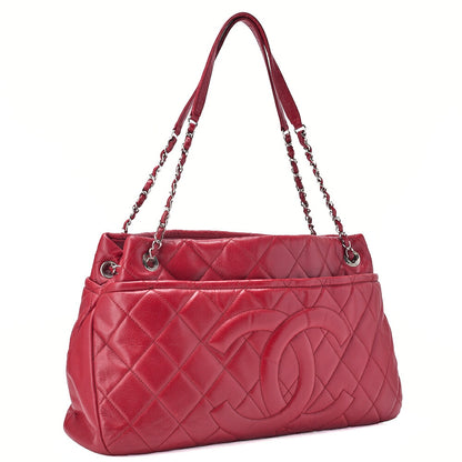 Chanel Shoulder Bag Matelasse Caviar Skin Red Silver-Tone Hardware Pre-Owned - Vintage La Charme