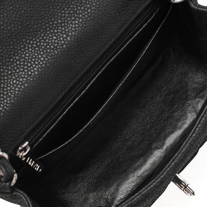 CHANEL Shoulder Bag Mini Matelasse Caviar Skin Black Silver-Tone Hardware Pre-Owned - Vintage La Charme
