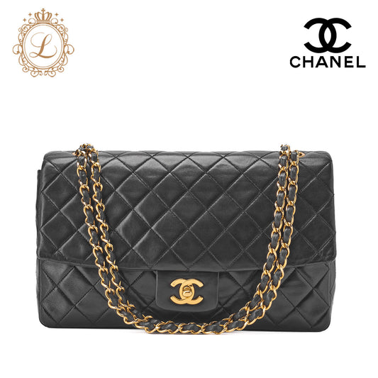 CHANEL Shoulder Bag Matelasse Design Flap Turn Lock Chain Shoulder Lambskin Black Gold-Tone Hardware Pre-Owned - Vintage La Charme