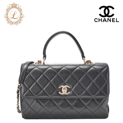 CHANEL Shoulder Bag, Matelasse, 2WAY, Lambskin, Black, Gold-Tone Hardware, Pre-Owned - Vintage La Charme