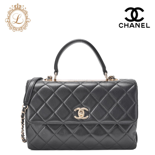 CHANEL Shoulder Bag, Matelasse, 2WAY, Lambskin, Black, Gold-Tone Hardware, Pre-Owned - Vintage La Charme