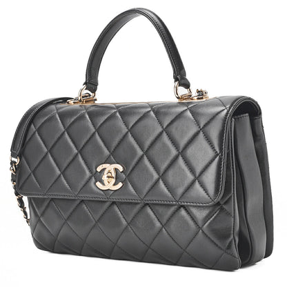 CHANEL Shoulder Bag, Matelasse, 2WAY, Lambskin, Black, Gold-Tone Hardware, Pre-Owned - Vintage La Charme