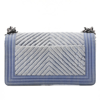 CHANEL Shoulder Bag, Boy Chanel V Stitch, Denim, Silver-Tone Hardware, Pre-Owned - Vintage La Charme