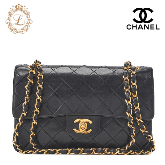 CHANEL Shoulder Bag Matelasse Double Flap Lambskin Black Gold-Tone Hardware Pre-Owned - Vintage La Charme