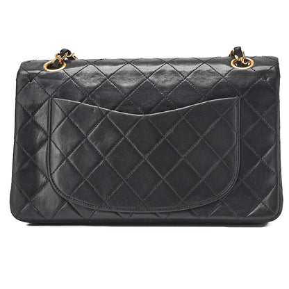 CHANEL Shoulder Bag Matelasse Double Flap Lambskin Black Gold-Tone Hardware Pre-Owned - Vintage La Charme