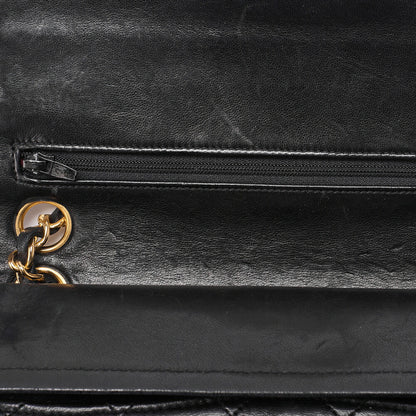 CHANEL Shoulder Bag Matelasse Double Flap Lambskin Black Gold-Tone Hardware Pre-Owned - Vintage La Charme