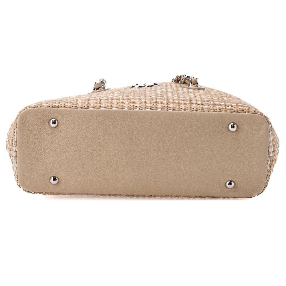 CHANEL Shoulder Bag, Matelasse, 2WAY, Raffia, Beige, Silver-Tone Hardware, Pre-Owned - Vintage La Charme