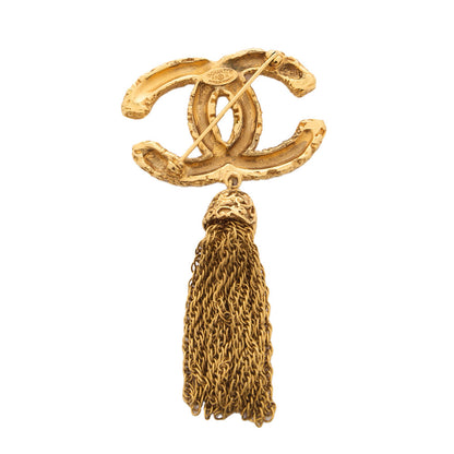 Chanel Brooch Coco Mark Aragus Pattern Fringe Gold-Plated Gold-Tone Hardware Pre-Owned - Vintage La Charme