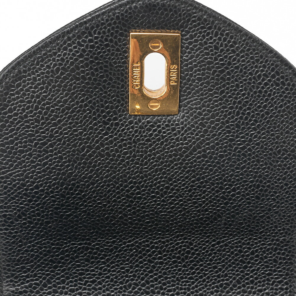 Chanel Shoulder Bag Supermodel Coco Mark Deca Coco Double Chain Shoulder Caviar Skin Black Gold-Tone Hardware Pre-Owned - Vintage La Charme