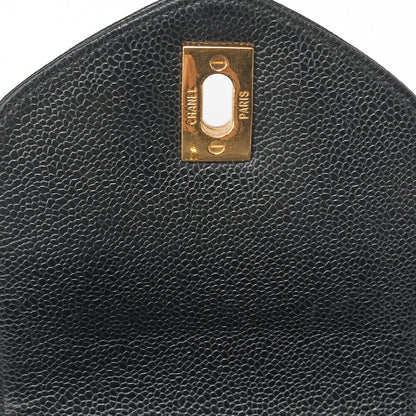 Chanel Shoulder Bag Supermodel Coco Mark Deca Coco Double Chain Shoulder Caviar Skin Black Gold-Tone Hardware Pre-Owned - Vintage La Charme