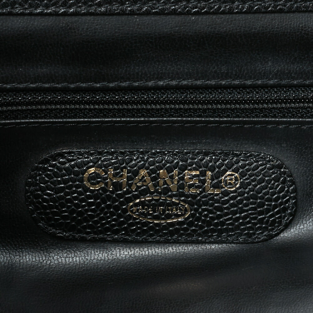 Chanel Shoulder Bag Supermodel Coco Mark Deca Coco Double Chain Shoulder Caviar Skin Black Gold-Tone Hardware Pre-Owned - Vintage La Charme