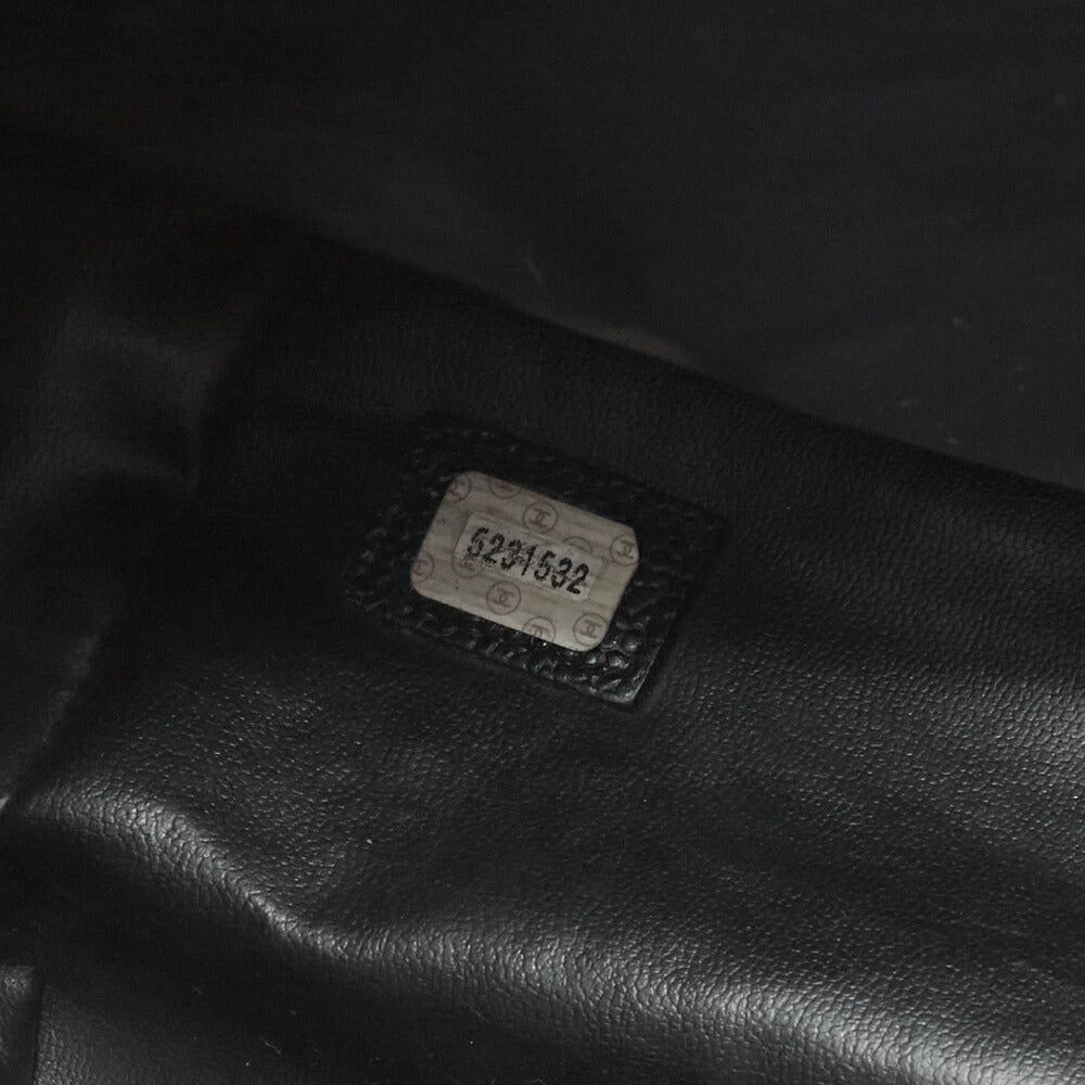 Chanel Shoulder Bag Supermodel Coco Mark Deca Coco Double Chain Shoulder Caviar Skin Black Gold-Tone Hardware Pre-Owned - Vintage La Charme