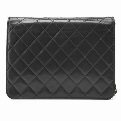 CHANEL Shoulder Bag, Matelasse Push Lock Chain Shoulder, Lambskin, Black, Gold-Tone Hardware, Pre-Owned - Vintage La Charme