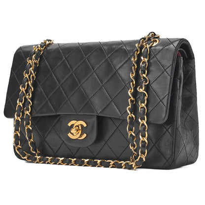 CHANEL Shoulder Bag Matelasse Double Flap Lambskin Black Gold-Tone Hardware Pre-Owned - Vintage La Charme