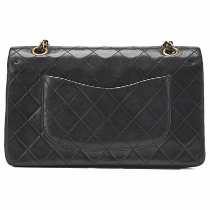 CHANEL Shoulder Bag Matelasse Double Flap Lambskin Black Gold-Tone Hardware Pre-Owned - Vintage La Charme