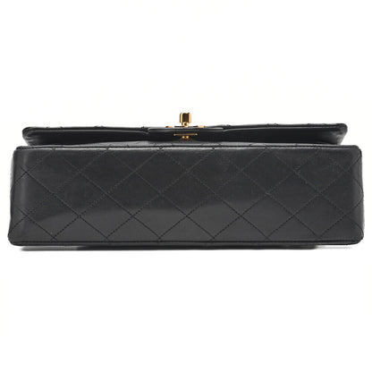 CHANEL Shoulder Bag Matelasse Double Flap Lambskin Black Gold-Tone Hardware Pre-Owned - Vintage La Charme