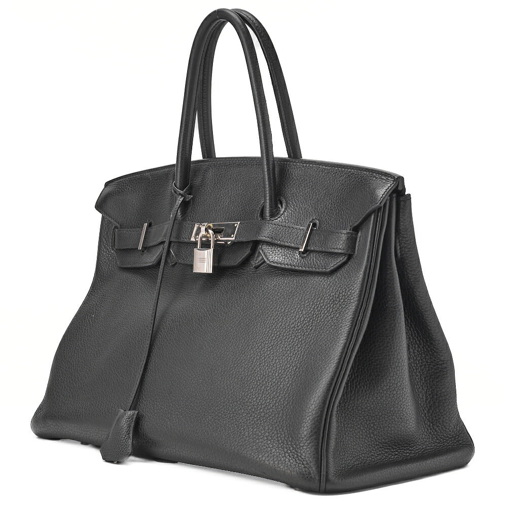 HERMES Birkin 35 Handbag, Togo, Black, Silver-Tone Hardware, Pre-Owned - Vintage La Charme