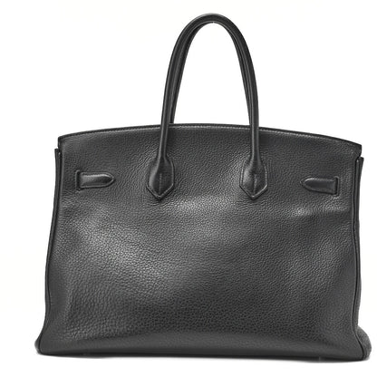 HERMES Birkin 35 Handbag, Togo, Black, Silver-Tone Hardware, Pre-Owned - Vintage La Charme