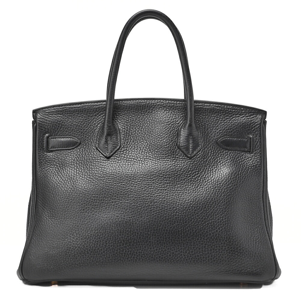 HERMES Birkin 30 Handbag Tryon Clemence Black Gold-Tone Hardware Pre-Owned - Vintage La Charme