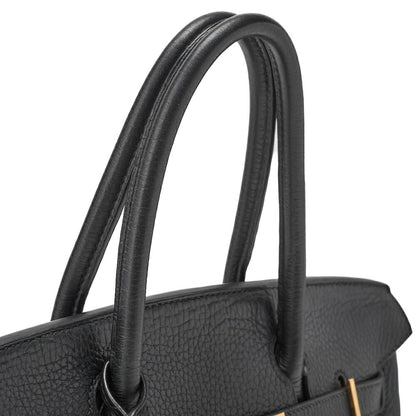 HERMES Birkin 30 Handbag Tryon Clemence Black Gold-Tone Hardware Pre-Owned - Vintage La Charme