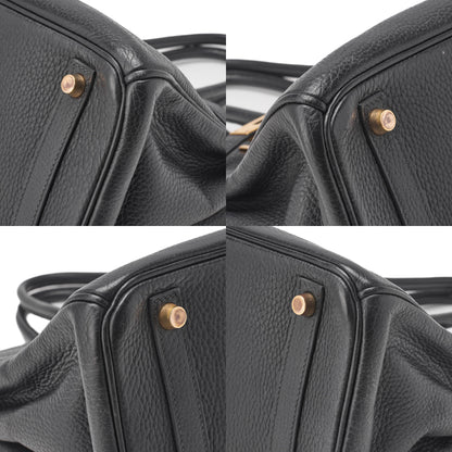 HERMES Birkin 30 Handbag Tryon Clemence Black Gold-Tone Hardware Pre-Owned - Vintage La Charme
