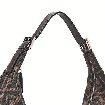Fendi Shoulder Bag Zucca Canvas Leather Brown Silver-Tone Hardware Pre-Owned - Vintage La Charme