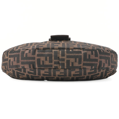 Fendi Shoulder Bag Zucca Canvas Leather Brown Silver-Tone Hardware Pre-Owned - Vintage La Charme
