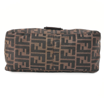 Fendi Shoulder Bag Zucca Flap Canvas Leather Brown Silver-Tone Hardware Pre-Owned - Vintage La Charme
