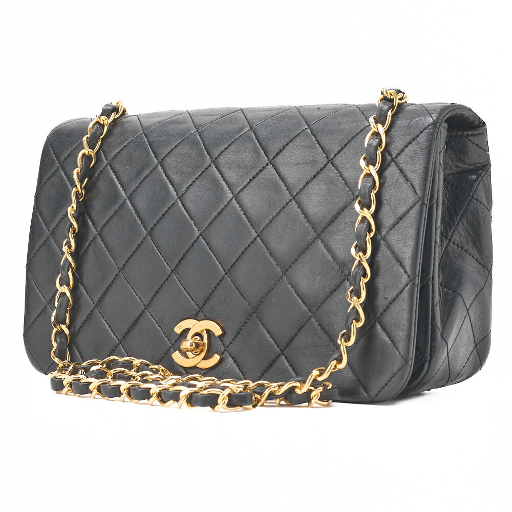 CHANEL Shoulder Bag Matelasse Lambskin Black Gold-Tone Hardware Pre-Owned - Vintage La Charme