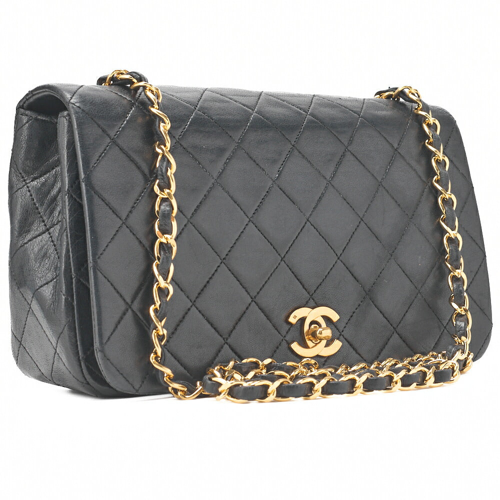 CHANEL Shoulder Bag Matelasse Lambskin Black Gold-Tone Hardware Pre-Owned - Vintage La Charme