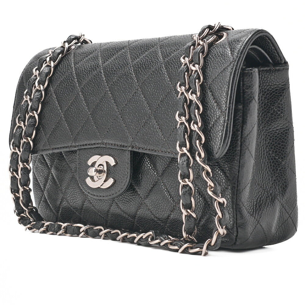 CHANEL Shoulder Bag, Matelasse Turn Lock Double Flap 23, Caviar Skin, Black, Silver-Tone Hardware, Pre-Owned - Vintage La Charme