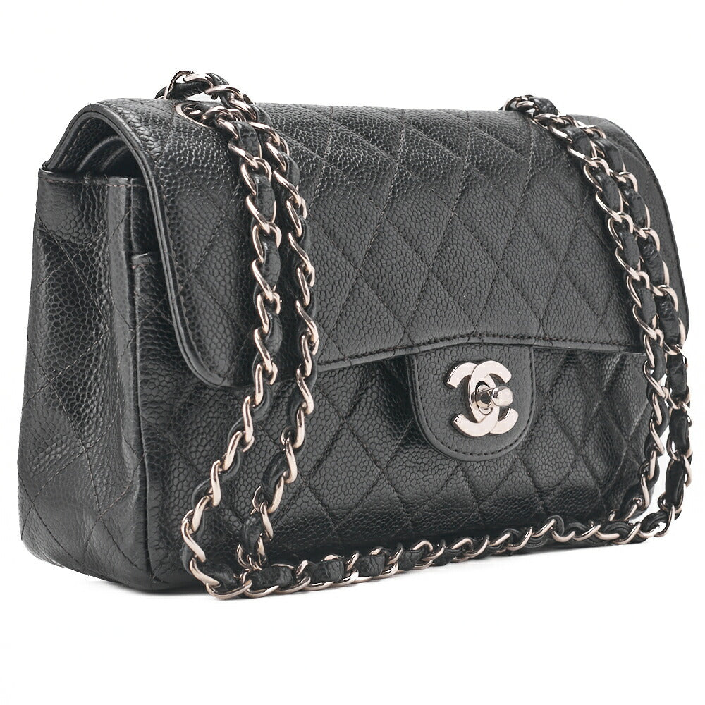 CHANEL Shoulder Bag, Matelasse Turn Lock Double Flap 23, Caviar Skin, Black, Silver-Tone Hardware, Pre-Owned - Vintage La Charme