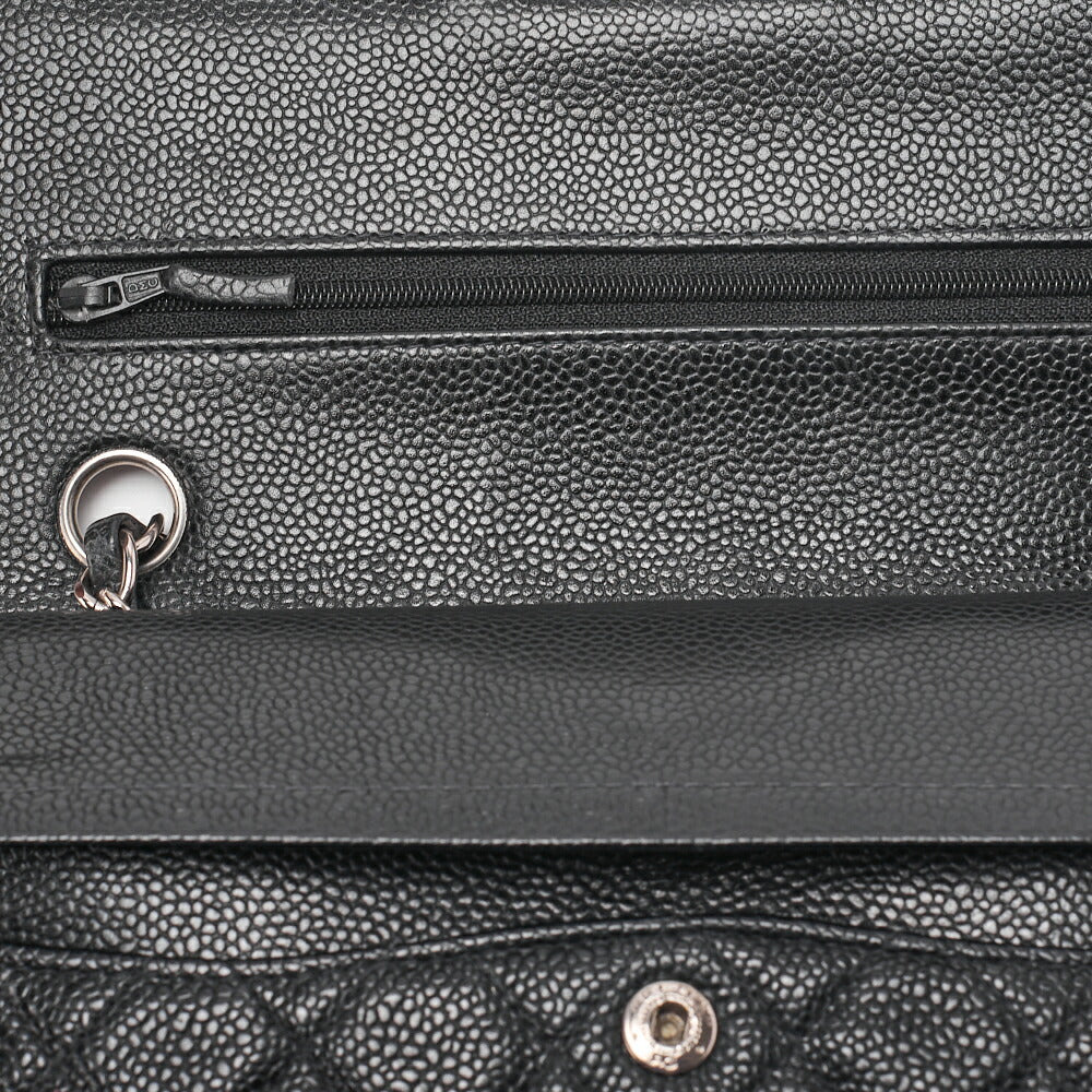 CHANEL Shoulder Bag, Matelasse Turn Lock Double Flap 23, Caviar Skin, Black, Silver-Tone Hardware, Pre-Owned - Vintage La Charme