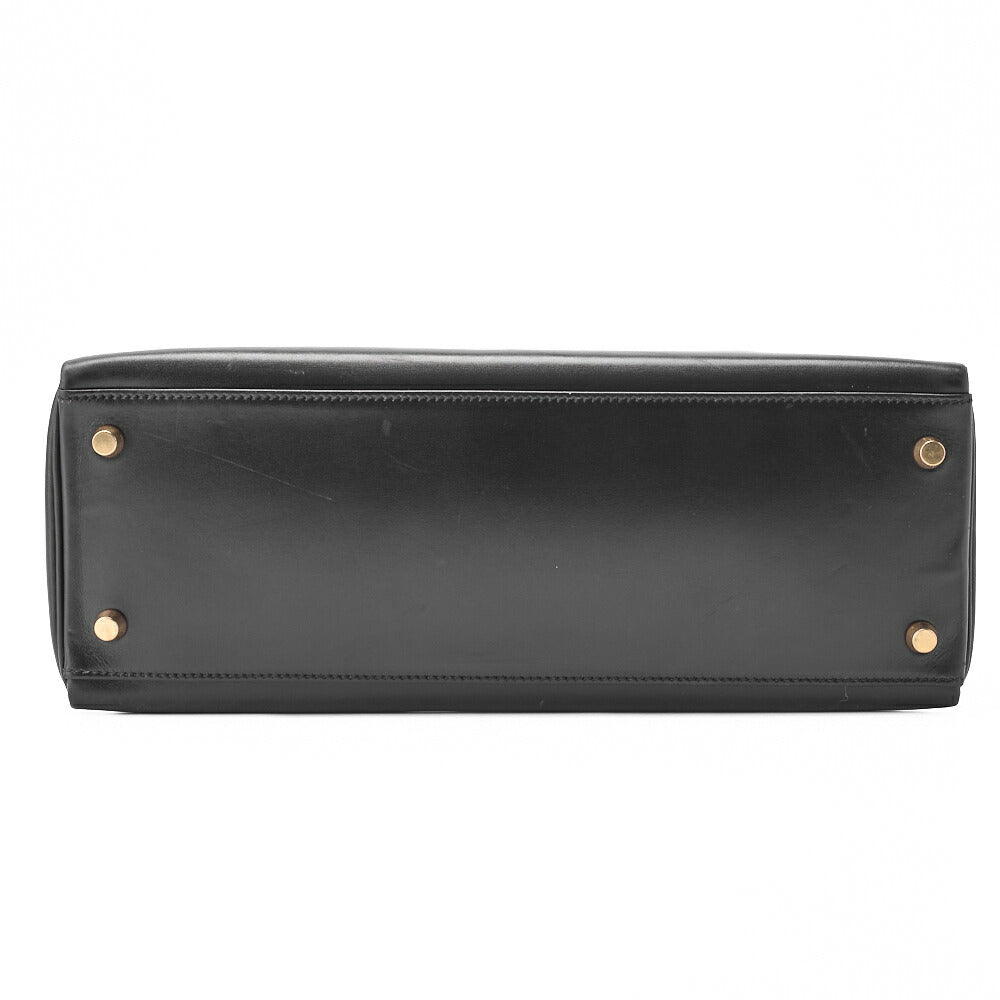 HERMES Kelly 32 Handbag Box Calf Black Gold-Tone Hardware Pre-Owned - Vintage La Charme