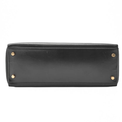 HERMES Kelly 32 Handbag Box Calf Black Gold-Tone Hardware Pre-Owned - Vintage La Charme
