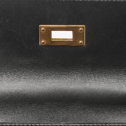 HERMES Kelly 32 Handbag Box Calf Black Gold-Tone Hardware Pre-Owned - Vintage La Charme