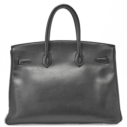 HERMES Birkin 35 Handbag Ardennes Leather Black Gold-Tone Hardware Pre-Owned - Vintage La Charme