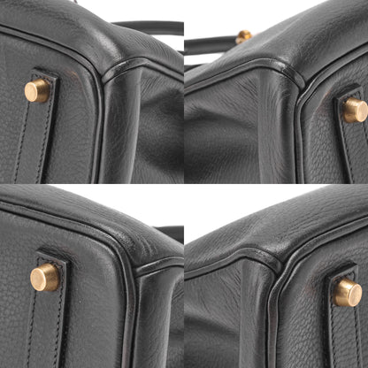 HERMES Birkin 35 Handbag Ardennes Leather Black Gold-Tone Hardware Pre-Owned - Vintage La Charme