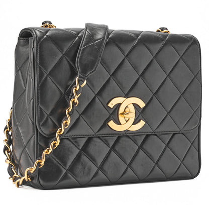 CHANEL Shoulder Bag, Deca Matelasse, Lambskin, Black, Gold-Tone Hardware, Pre-Owned - Vintage La Charme
