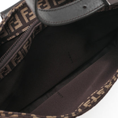 Fendi One Shoulder Bag, Zucchino Canvas, Leather, Brown, Silver-Tone Hardware, Pre-Owned - Vintage La Charme