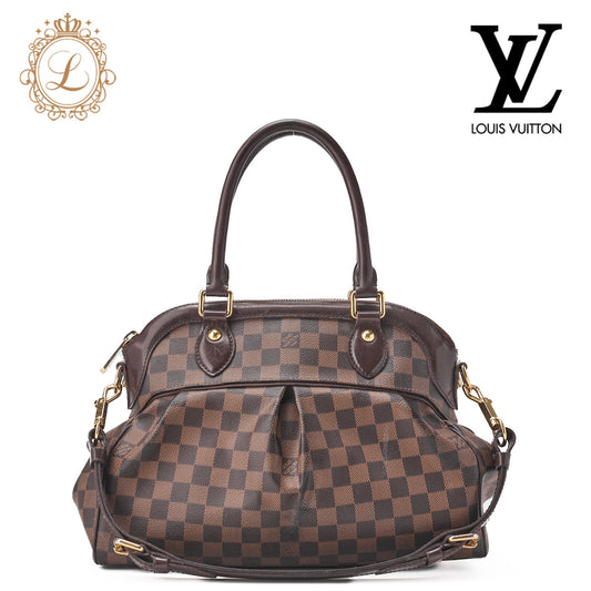 Louis Vuitton Tote Bag, Damier Trevi PM, Canvas, Brown, Gold-Tone Hardware, Pre-Owned - Vintage La Charme