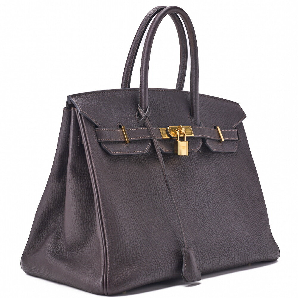 HERMES Birkin 35 Handbag Shoulder Bag Tryon Clemence Raisin Gold-Tone Hardware Pre-Owned - Vintage La Charme
