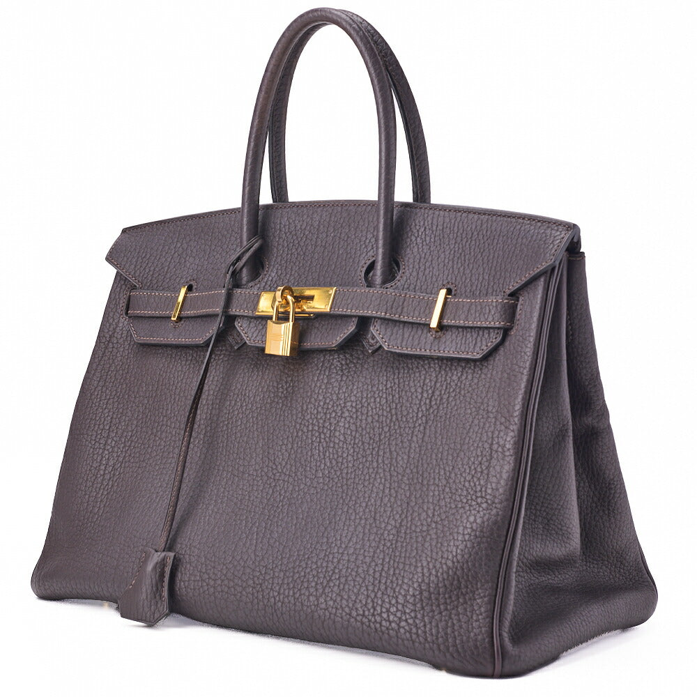 HERMES Birkin 35 Handbag Shoulder Bag Tryon Clemence Raisin Gold-Tone Hardware Pre-Owned - Vintage La Charme