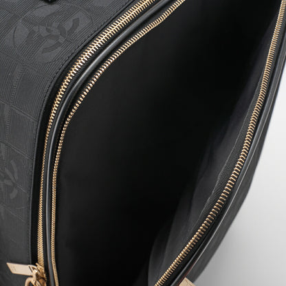 CHANEL Travel Suitcase Canvas Black Gold-Tone Hardware Pre-Owned - Vintage La Charme